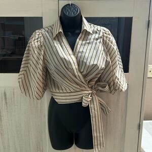 Topshop Stripes Wrap Blouse